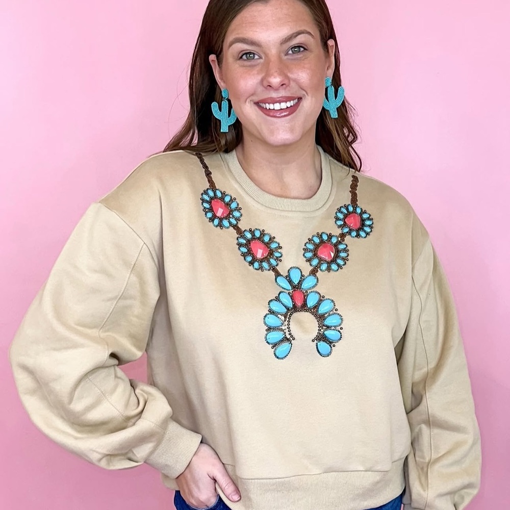 QOS Rodeo Turquoise Necklace sweatshirt